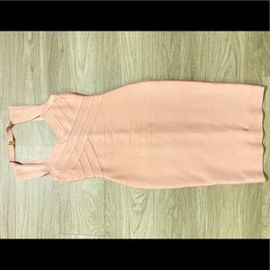 Blush pink bodycon midi dress